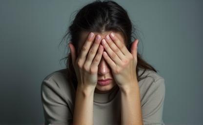 Person feeling anxious, possibly covering face or holding head.